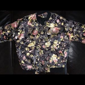Free People Jacquard Floral Bomber Jacket